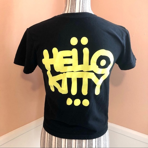 Sanrio | Hello Kitty Black + Yellow Crop Soft T-Shirt S - Picture 2 of 8
